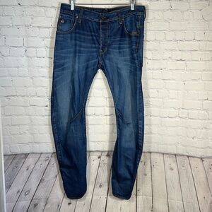 G Star Raw Arc SlimJeans Mens 34x32 Blue Button Fly Stretch